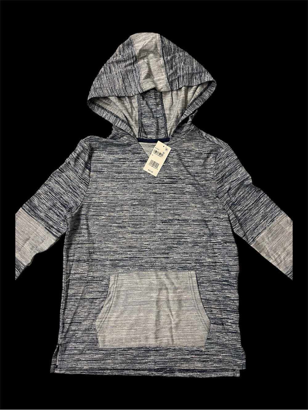 Boys Heather Navy Hooded Pullover Sweatshirt